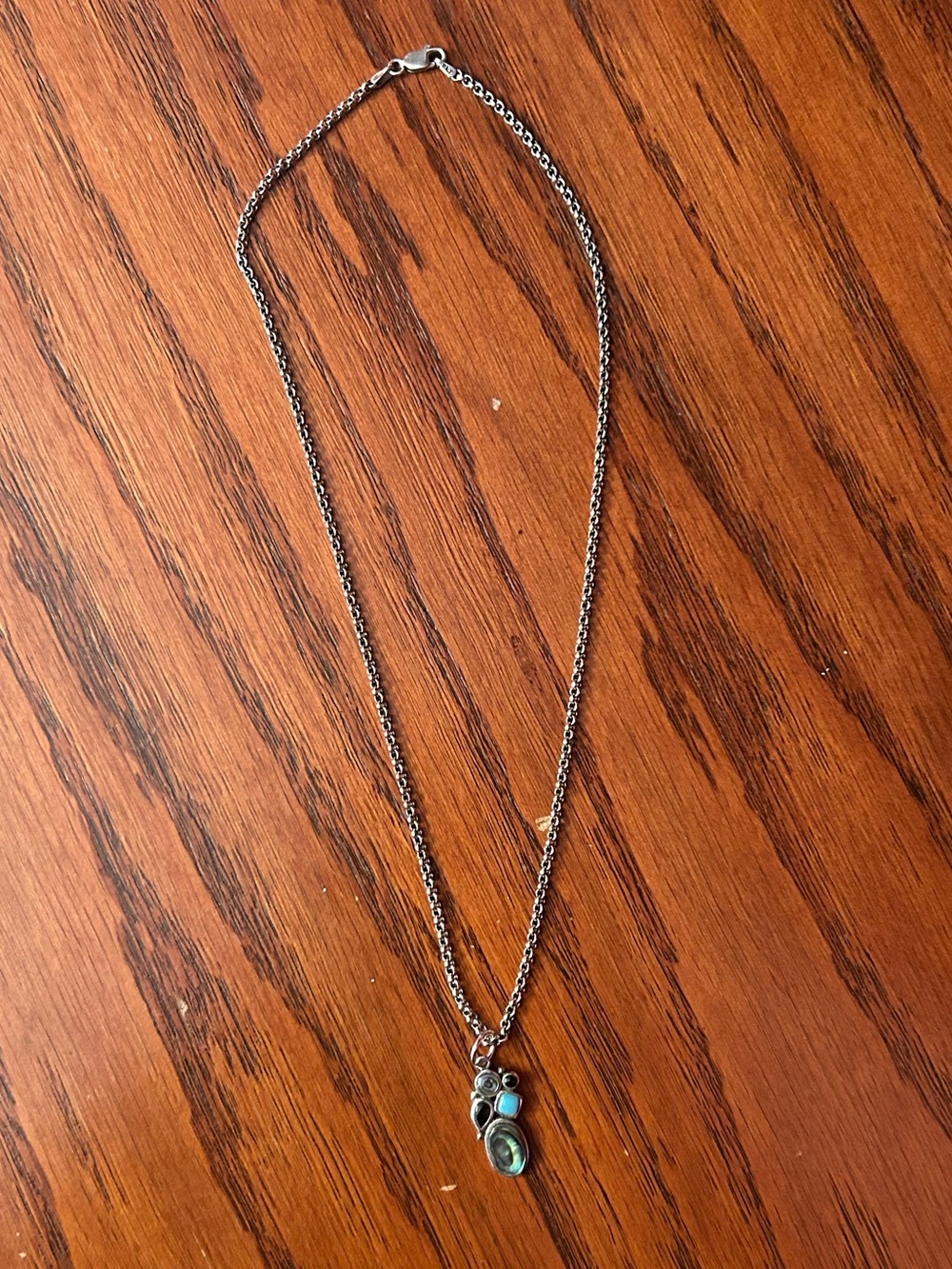 Sterling Silver Necklace with Multistone Accent Pendant